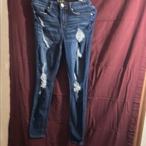 Indigo Rein Blue Skinny Jeans with Distressed Details